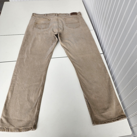 Wrangler Tan Khaki Jeans Mens 42x32 Straight Leg ZM200KH Stretch Denim Pants M - Picture 8 of 10